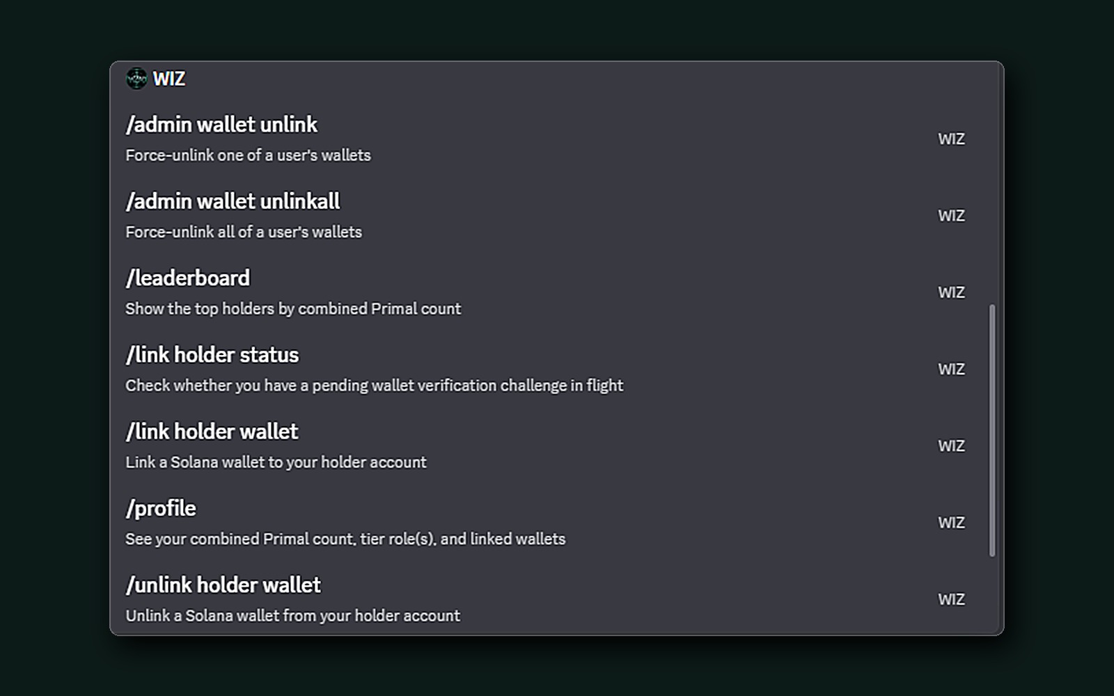 Bot commands