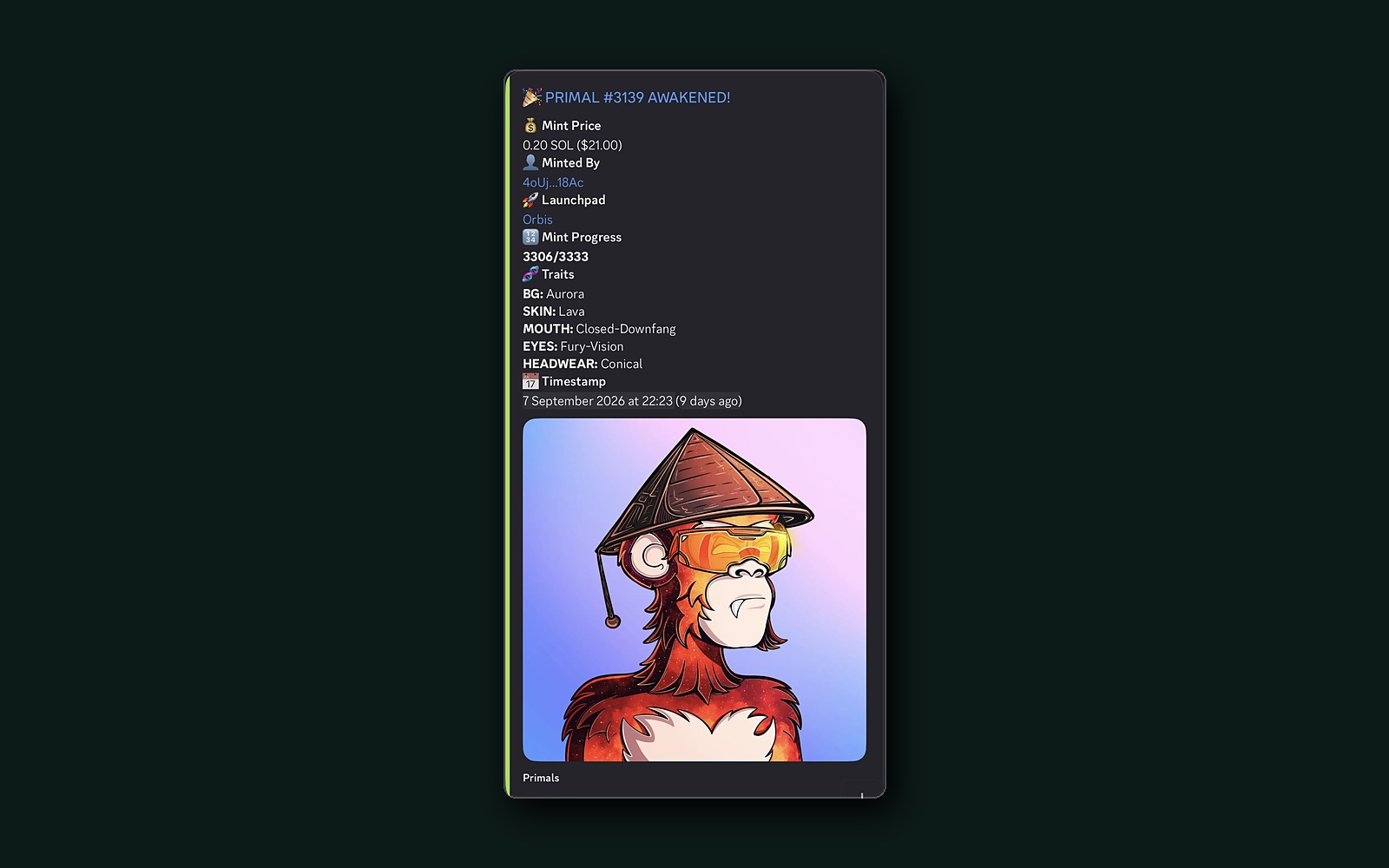 Mint Alert Bot - Discord embed